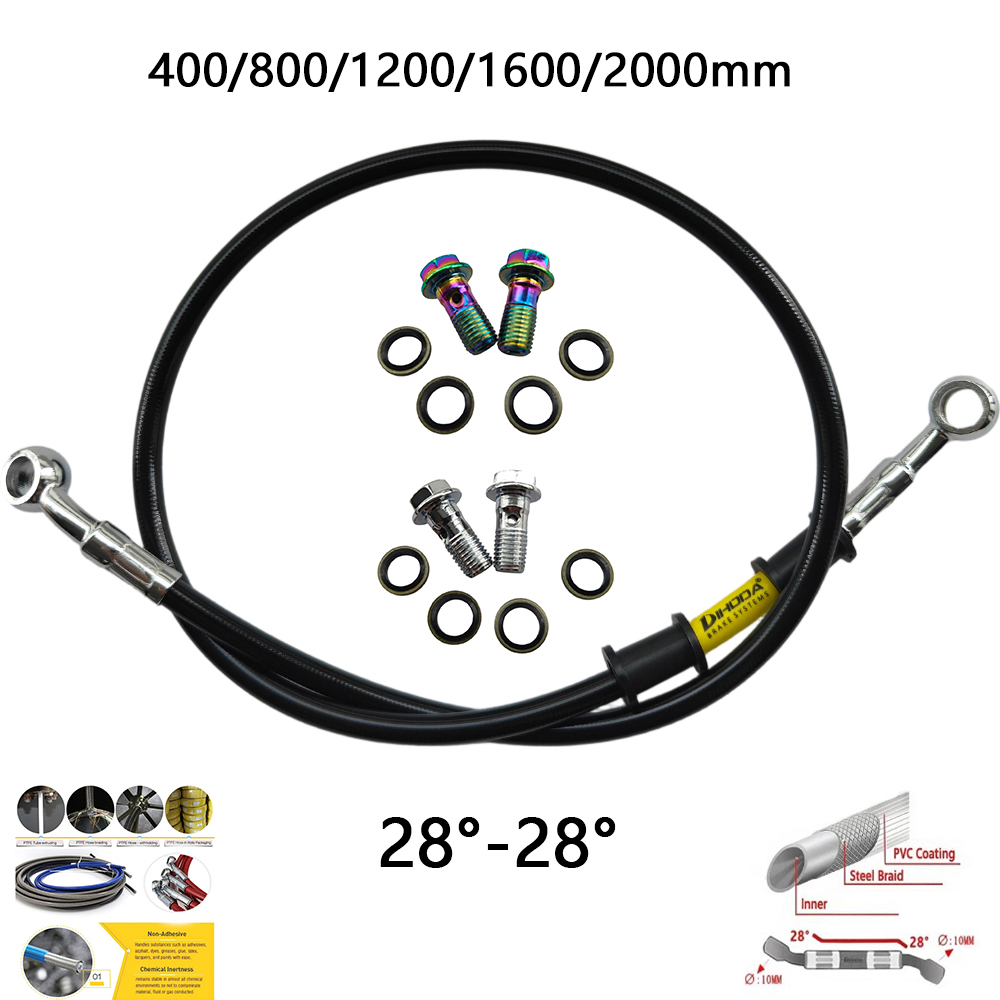 28°-28° Black Braided Stainles - Brake Line Motorcycle review and price